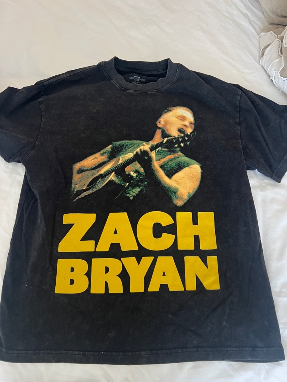Black Graphic Band Tee with Yellow Print